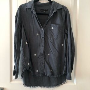 Button down with frayed hem